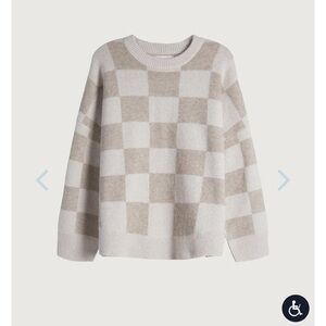 Oak + fort checkered crew neck sweater size small NWT